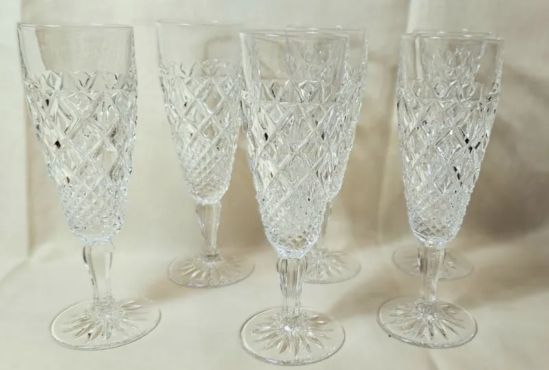 Hot Pamono Champagne Flutes in Bohemian Crystal, Set of 6