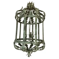 Hot Pamono Chandelier in Green + Argilla Metal Wrought Iron Florentine Art from Simoeng, Italy
