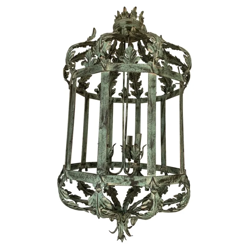 Hot Pamono Chandelier in Green + Argilla Metal Wrought Iron Florentine Art from Simoeng, Italy