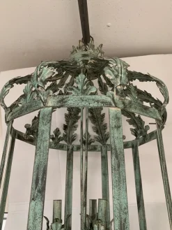 Hot Pamono Chandelier in Green + Argilla Metal Wrought Iron Florentine Art from Simoeng, Italy