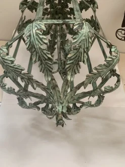 Hot Pamono Chandelier in Green + Argilla Metal Wrought Iron Florentine Art from Simoeng, Italy