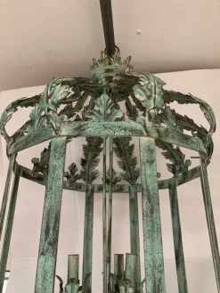 Hot Pamono Chandelier in Green + Argilla Metal Wrought Iron Florentine Art from Simoeng, Italy