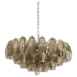 Pamono Chandelier with Fume Poliedri Murano Glass by Simoeng> Ceiling Lights