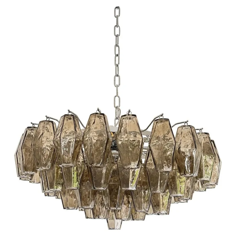 Pamono Chandelier with Fume Poliedri Murano Glass by Simoeng> Ceiling Lights