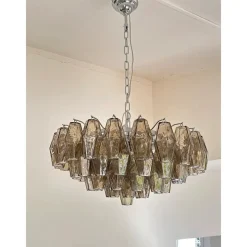 Pamono Chandelier with Fume Poliedri Murano Glass by Simoeng><noscript><img width=