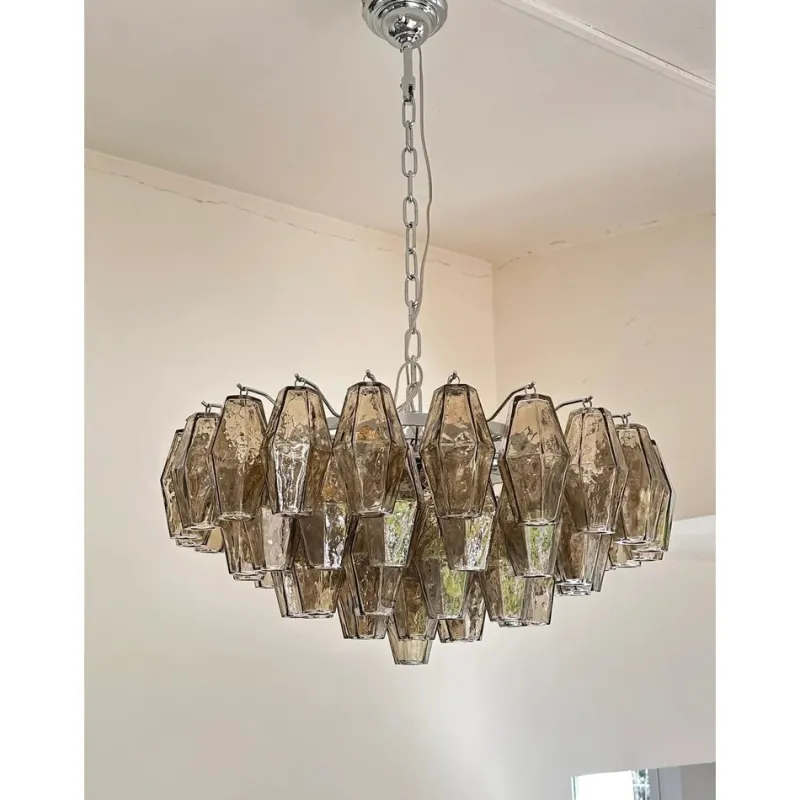 Pamono Chandelier with Fume Poliedri Murano Glass by Simoeng> Ceiling Lights