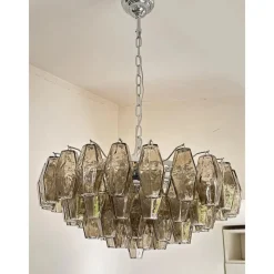 Pamono Chandelier with Fume Poliedri Murano Glass by Simoeng><noscript><img width=