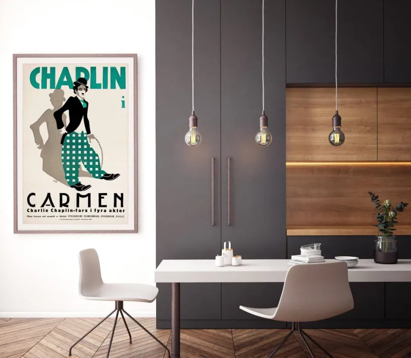 Pamono Chaplin Burlesque on Carmen Original Linocut Movie Poster, Swedish, 1920> Posters
