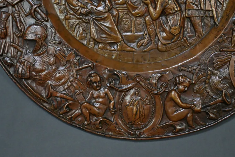 New Pamono Charlemagne Embossed Copper Trays, Set of 2