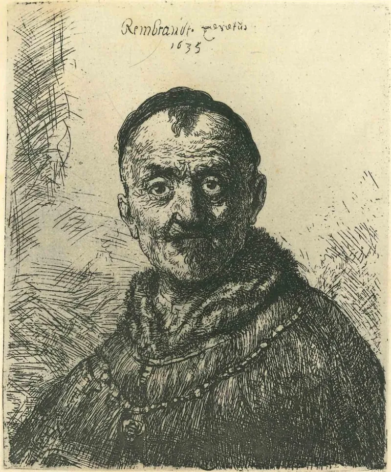 New Pamono Charles Amand Durand after Rembrandt, The First Oriental Head, Engraving, 19th Century