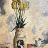 Online Pamono Charles Auguste Humbert, Yellow Tulips, 1931, Oil on Canvas