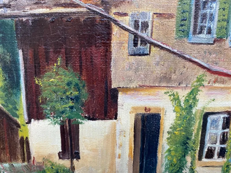 Sale Pamono Charles Bourquin, La loge Suisse, 1908, Oil on Canvas