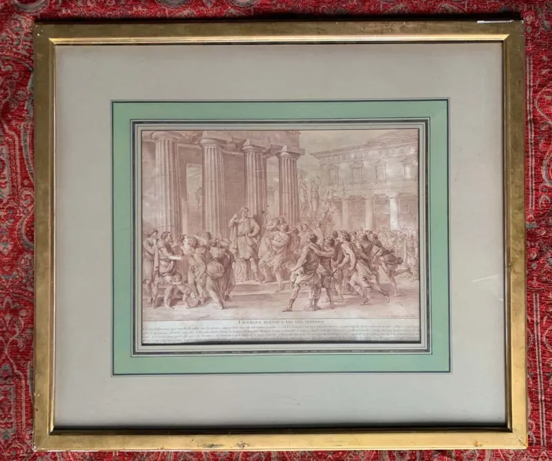 Discount Pamono Charles Nicolas Cochin, Lycurgus Wounded in a Sedition, Engraving, 1700s