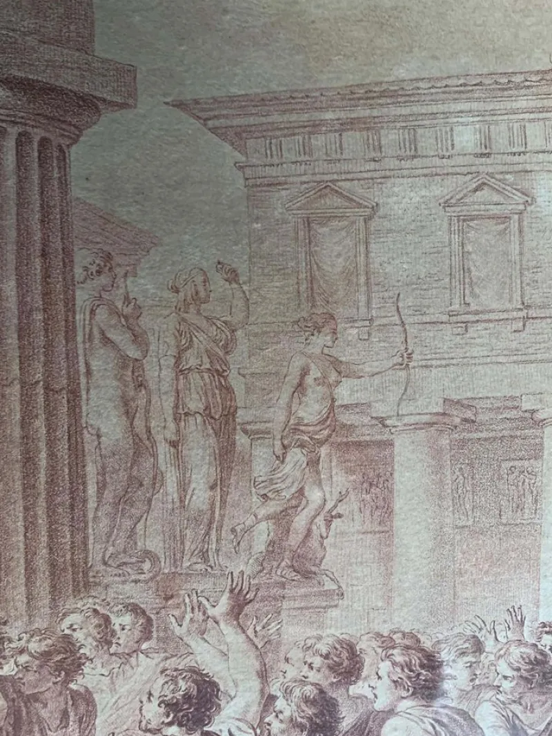 Discount Pamono Charles Nicolas Cochin, Lycurgus Wounded in a Sedition, Engraving, 1700s