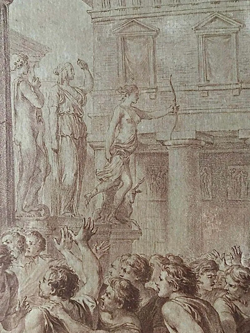 Discount Pamono Charles Nicolas Cochin, Lycurgus Wounded in a Sedition, Engraving, 1700s