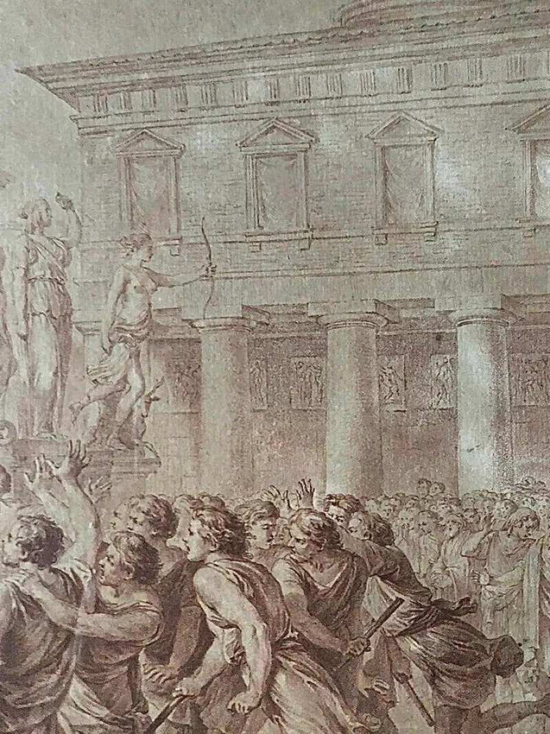 Discount Pamono Charles Nicolas Cochin, Lycurgus Wounded in a Sedition, Engraving, 1700s