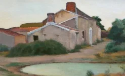 Pamono Charles Perron, Country Scene, 20th-Century, Oil on Canvas, Framed><noscript><img width=