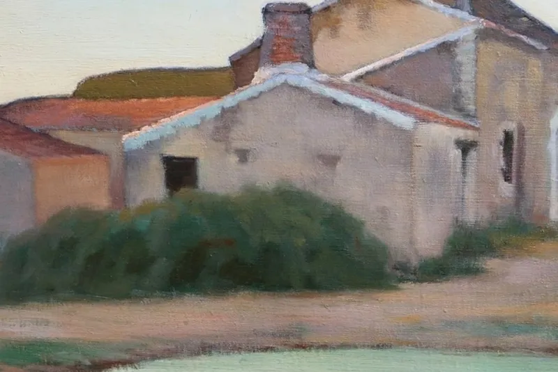Pamono Charles Perron, Country Scene, 20th-Century, Oil on Canvas, Framed> Art Nouveau