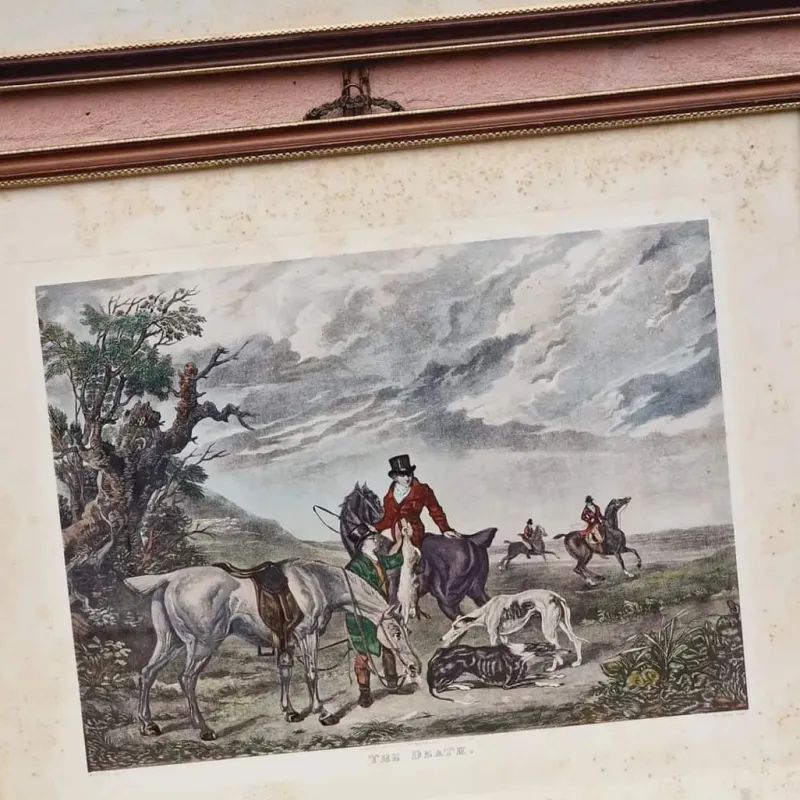 Pamono Charles Turner, English Hare Hunting Scenes with Greyhounds, 1890, Watercolor Prints, Set of 4> Classical