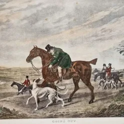 Pamono Charles Turner, English Hare Hunting Scenes with Greyhounds, 1890, Watercolor Prints, Set of 4><noscript><img width=
