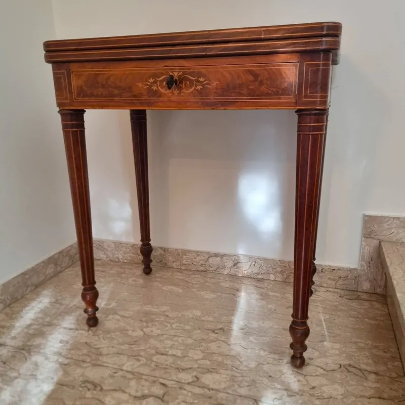 Pamono Charles X Game Table in Maple and Mahogany with Inlays, 1820> Game Tables