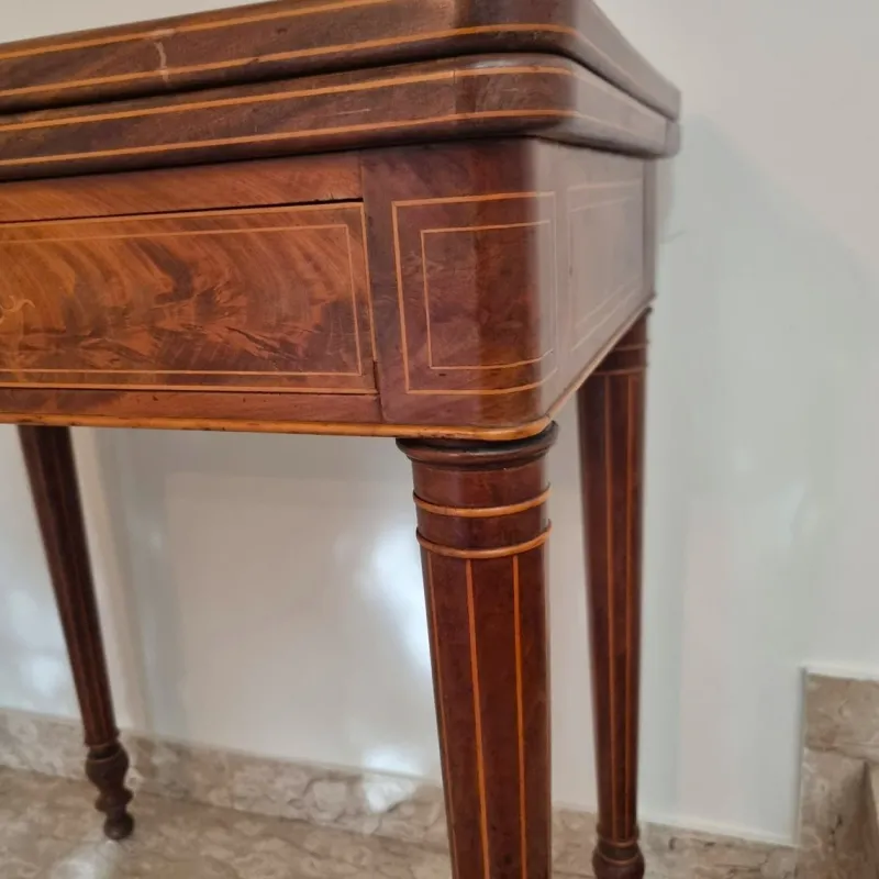 Pamono Charles X Game Table in Maple and Mahogany with Inlays, 1820> Game Tables