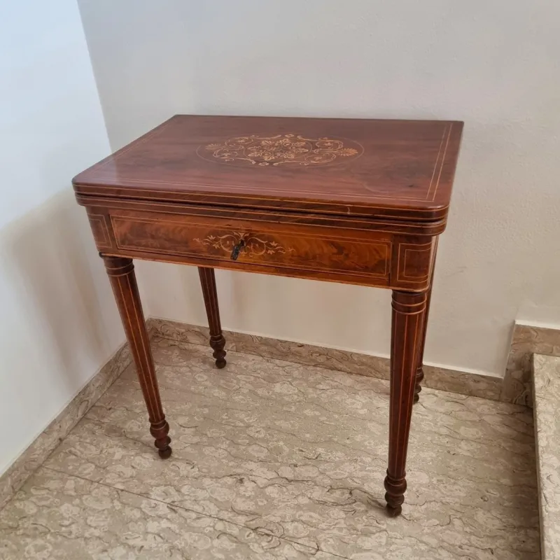 Pamono Charles X Game Table in Maple and Mahogany with Inlays, 1820> Game Tables