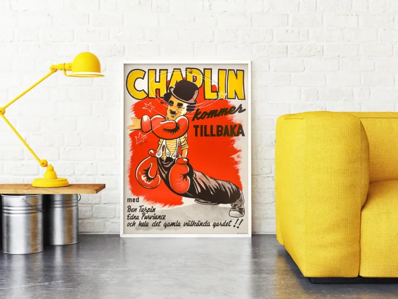 Pamono Charlie Chaplin The Champion Movie Poster, Sweden, 1944> Posters|Wall Decor