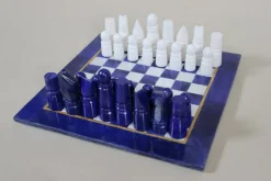 Clearance Pamono Chess Table with Chess Pieces in Handcarved Cedar, 1990s, Set of 17