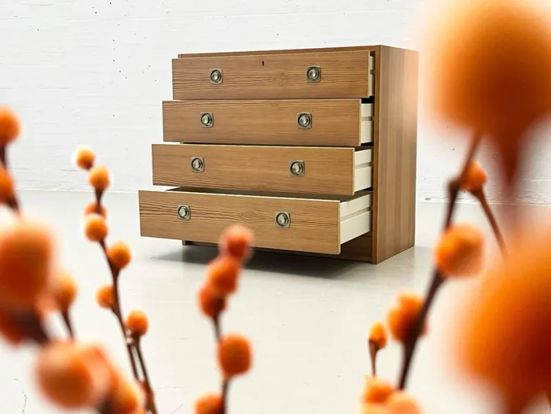 Pamono Chest of Drawers in Pine Veneer from AB Svenska Möbelfabriken, Sweden, 1970s> Dressers, Commodes & Chests