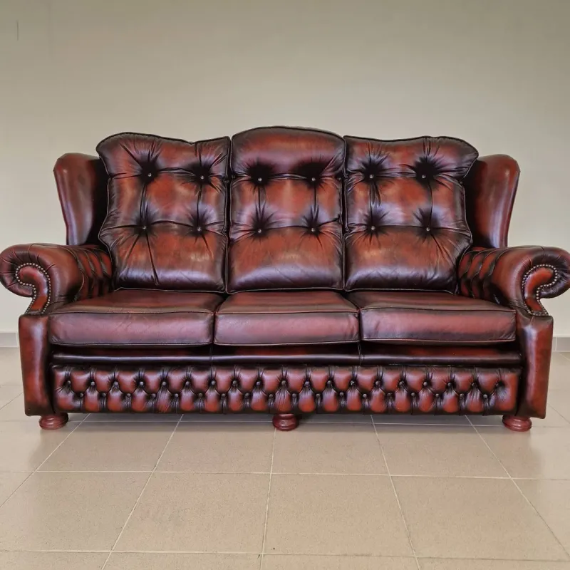 Online Pamono Chesterfield Leather Living Room Set, 1970s, Set of 4