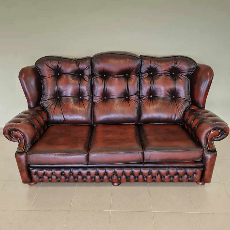 Online Pamono Chesterfield Leather Living Room Set, 1970s, Set of 4