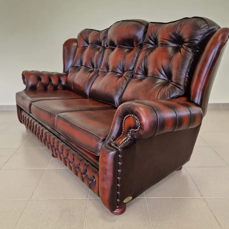 Online Pamono Chesterfield Leather Living Room Set, 1970s, Set of 4
