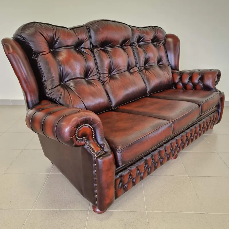 Online Pamono Chesterfield Leather Living Room Set, 1970s, Set of 4