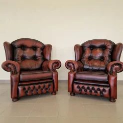 Online Pamono Chesterfield Leather Living Room Set, 1970s, Set of 4