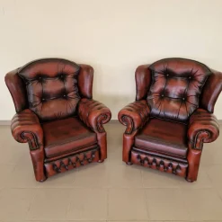 Online Pamono Chesterfield Leather Living Room Set, 1970s, Set of 4