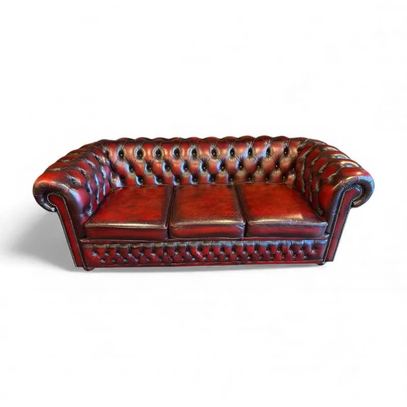 Hot Pamono Chesterfield Leather Sofa and Chairs from Winchester, Set of 3