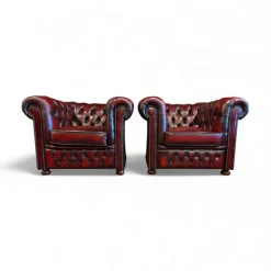 Hot Pamono Chesterfield Leather Sofa and Chairs from Winchester, Set of 3