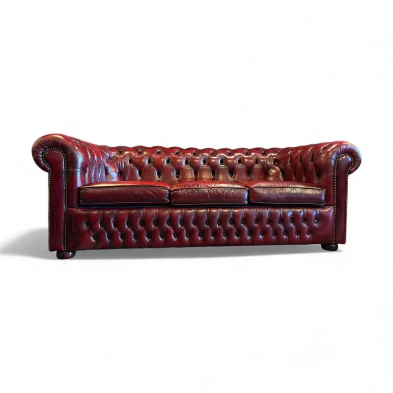 Outlet Pamono Chesterfield Sleeper Sofa in Leather