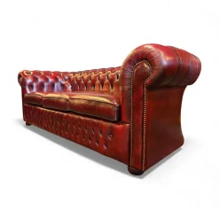 Outlet Pamono Chesterfield Sleeper Sofa in Leather