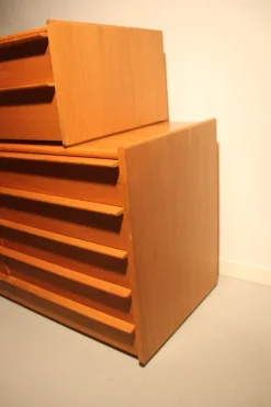 Pamono Chestnut Bedroom Set, 1960s, Set of 3><noscript><img width=