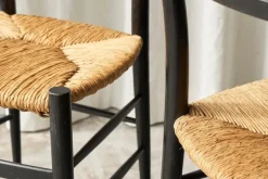 Sale Pamono Chiavari Chairs in Ebonized Wood and Straw by Gio Ponti for Fratelli Spinetto, Italy, 1940s, Set of 4