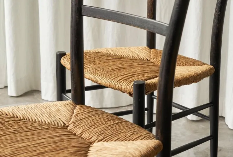 Sale Pamono Chiavari Chairs in Ebonized Wood and Straw by Gio Ponti for Fratelli Spinetto, Italy, 1940s, Set of 4