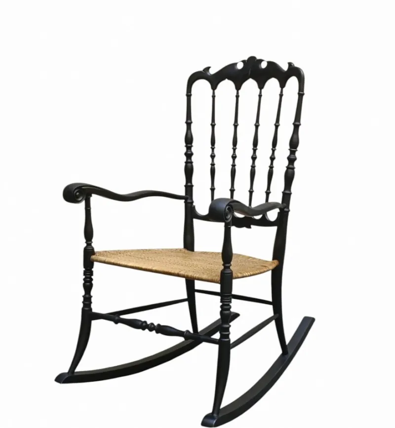 Sale Pamono Chiavari Wicker Rocking Chair by F.lli Podesta, 1950s