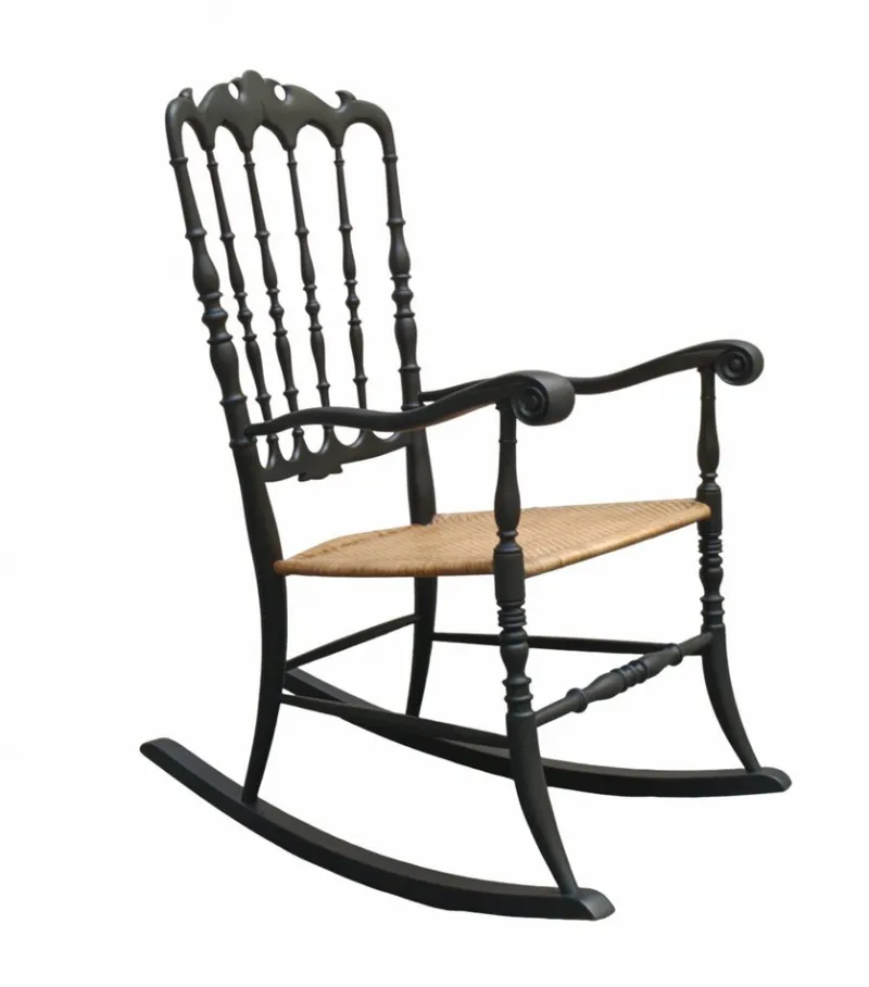 Sale Pamono Chiavari Wicker Rocking Chair by F.lli Podesta, 1950s