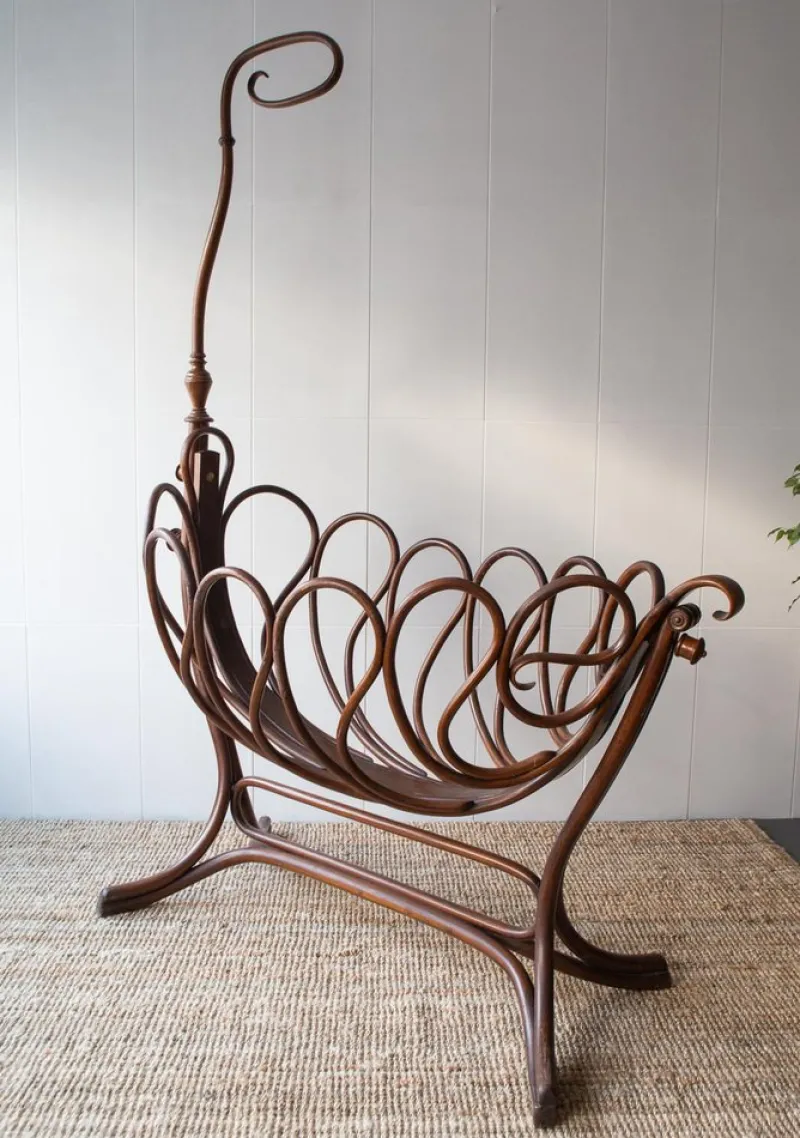 Pamono Child Cradle by Jacob & Josef Kohn for Thonet, 1895> Children's Chairs