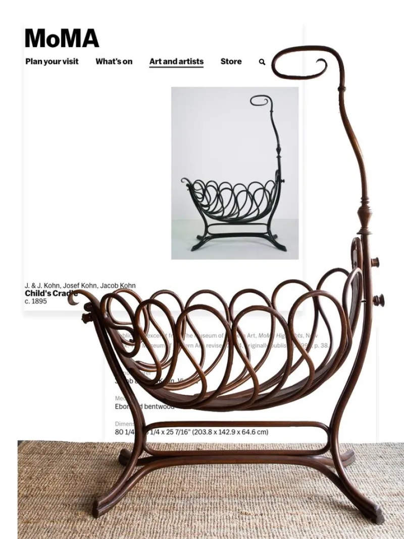 Pamono Child Cradle by Jacob & Josef Kohn for Thonet, 1895> Children's Chairs