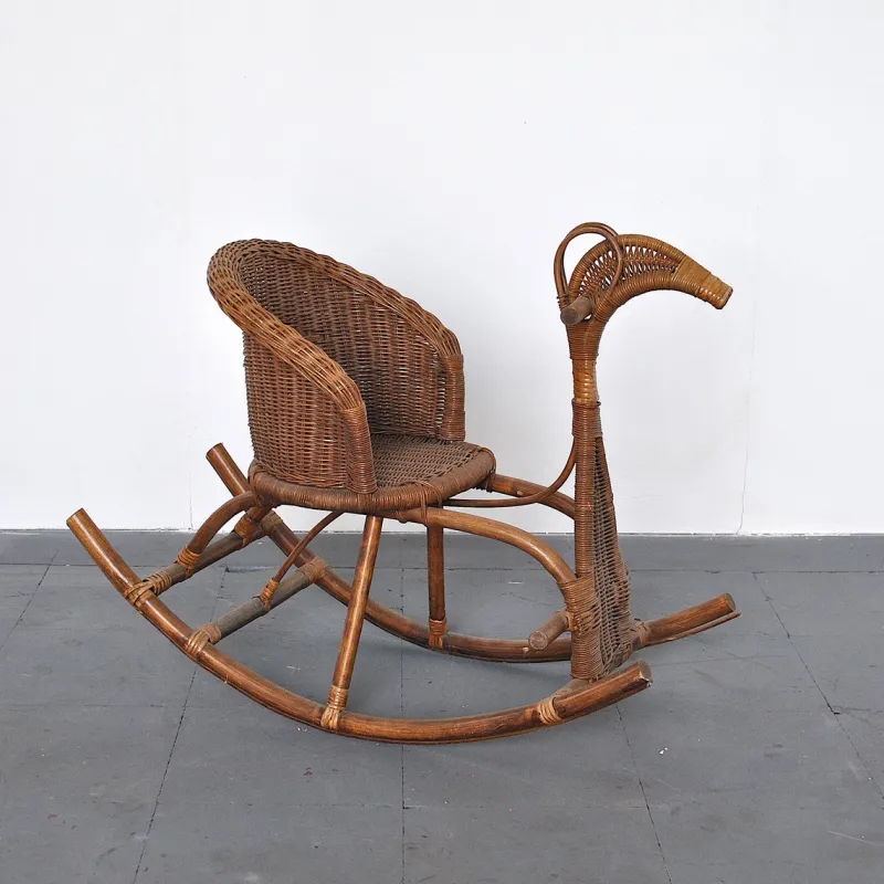 Clearance Pamono Children's Rattan Rocking Chair / Horse, 1950s