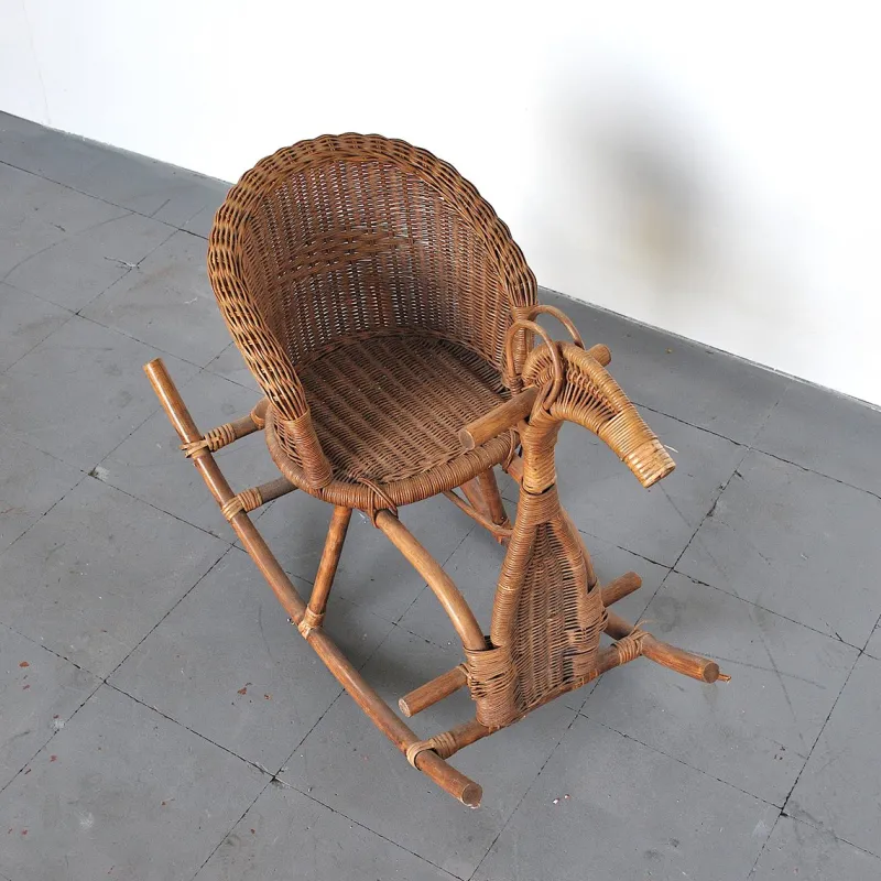Clearance Pamono Children's Rattan Rocking Chair / Horse, 1950s