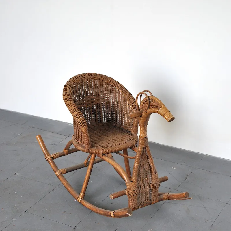Clearance Pamono Children's Rattan Rocking Chair / Horse, 1950s